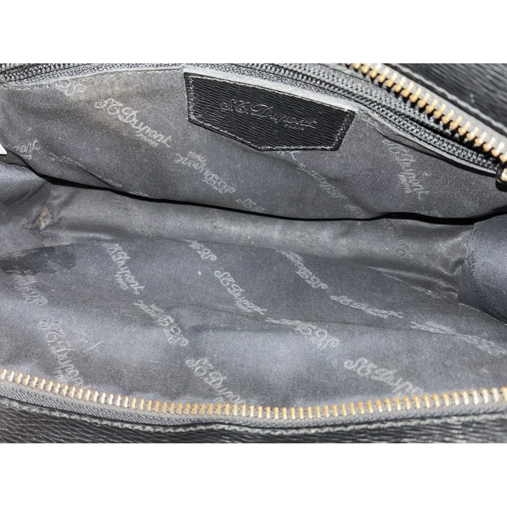 Vtg S.T. Dupont Paris Pouch Men's Black Textured Leather Carry All Bag *no strap
